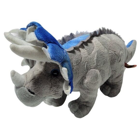 Adventure Planet Triceratops Dinosaur 13 inch Plush Blue Gray Stuffed Animal Toy - Picture 1 of 9